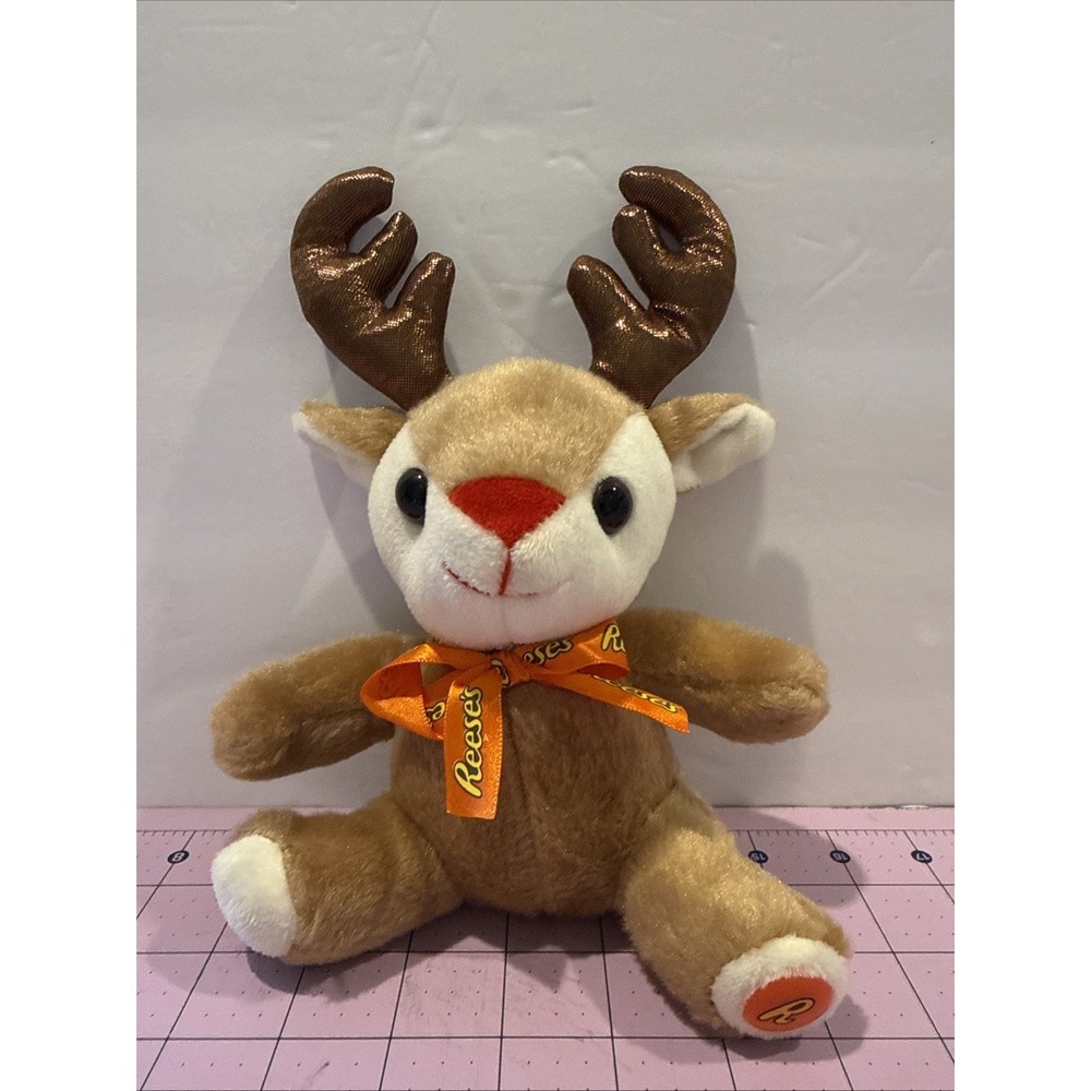 Reeses Red Nosed Reindeer Brown Plush Stuffed Animal with Tag 9"